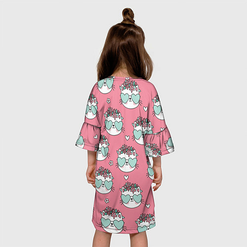 Детское платье Котики с цвточками / 3D-принт – фото 4