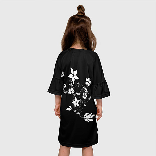 Детское платье Цвета цветов черное / 3D-принт – фото 4
