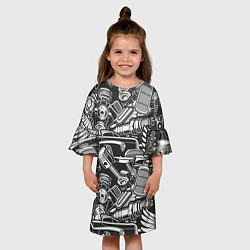 Платье клеш для девочки Механика Автомобиль, цвет: 3D-принт — фото 2
