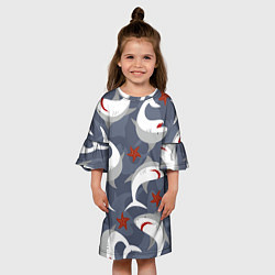 Платье клеш для девочки Акулы, цвет: 3D-принт — фото 2