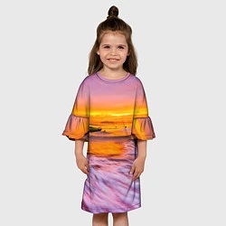 Платье клеш для девочки Закат на пляже, цвет: 3D-принт — фото 2