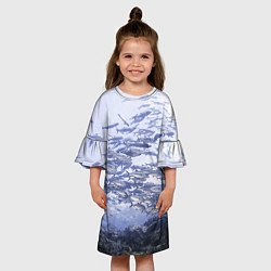 Платье клеш для девочки Косяк рыбы, цвет: 3D-принт — фото 2