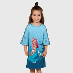 Платье клеш для девочки Mermaid Русалка Русалочка, цвет: 3D-принт — фото 2