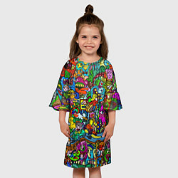 Платье клеш для девочки Веселые узоры, цвет: 3D-принт — фото 2
