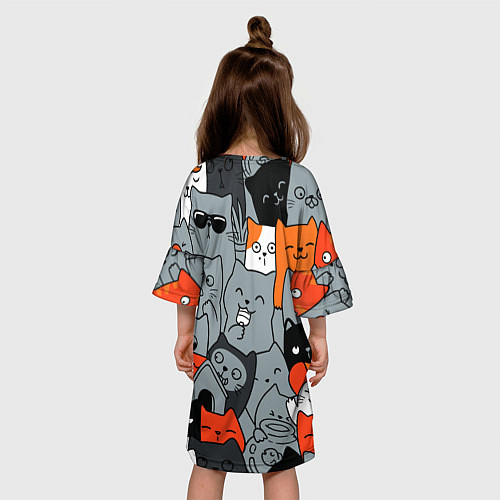 Детское платье Разноцветные коты / 3D-принт – фото 4