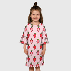 Платье клеш для девочки Клубничное настроение, цвет: 3D-принт — фото 2