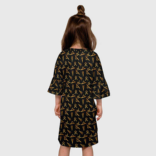 Детское платье Золотые руны акварелью / 3D-принт – фото 4
