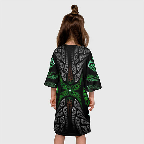Детское платье Серо-Зеленые Узоры / 3D-принт – фото 4