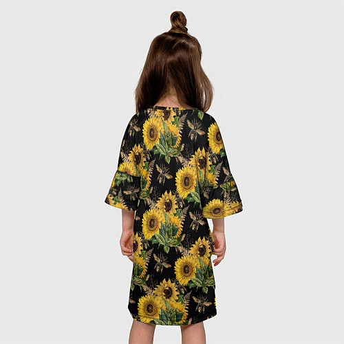 Детское платье Fashion Sunflowers and bees / 3D-принт – фото 4