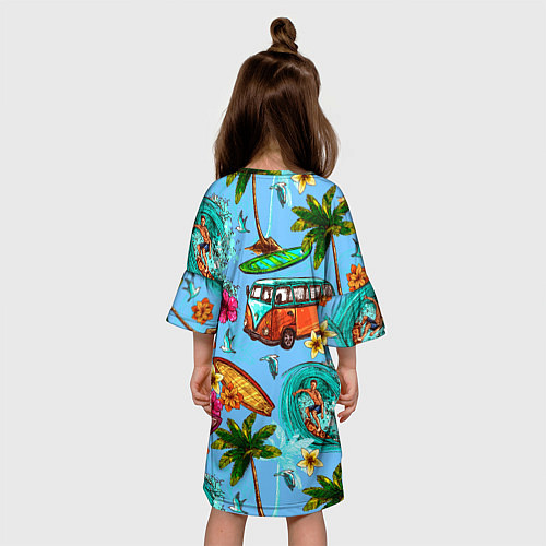 Детское платье Пальмы, волны, серфинг / 3D-принт – фото 4
