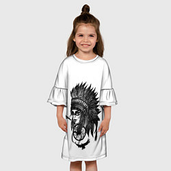 Платье клеш для девочки Вождь индейцев, цвет: 3D-принт — фото 2