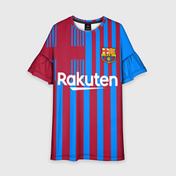 Платье клеш для девочки Домашняя форма ФК «Барселона», цвет: 3D-принт