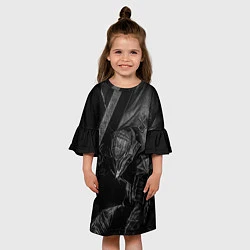 Платье клеш для девочки БЕРСЕРК черно - белый, цвет: 3D-принт — фото 2