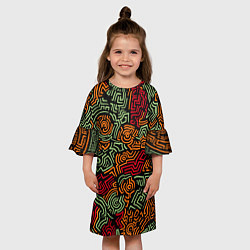 Платье клеш для девочки Абстрактный узор линии, цвет: 3D-принт — фото 2