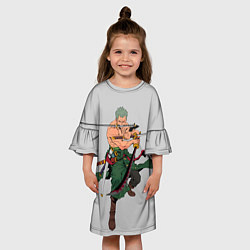 Платье клеш для девочки Арт Ророноа Зоро, One Piece, цвет: 3D-принт — фото 2