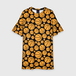 Платье клеш для девочки Баскетбольные Мячи, цвет: 3D-принт