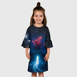 Платье клеш для девочки Душа идущая в космос Soul space Z, цвет: 3D-принт — фото 2