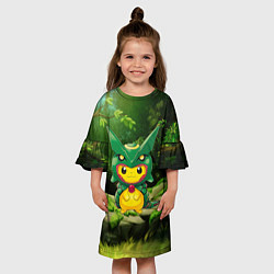 Платье клеш для девочки Пикачу дракон, цвет: 3D-принт — фото 2