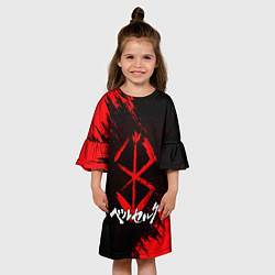 Платье клеш для девочки БЕРСЕРК лого и надпись, цвет: 3D-принт — фото 2