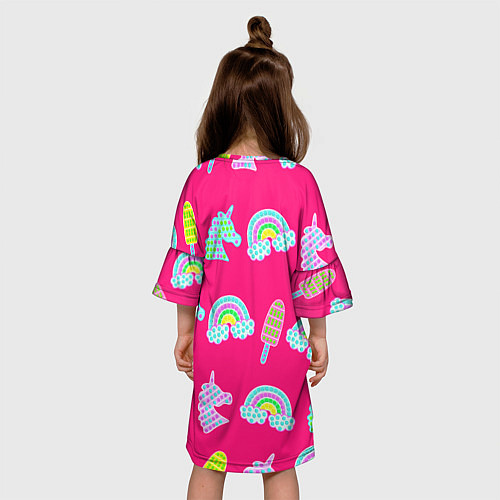 Детское платье Pop it радуга и единорог / 3D-принт – фото 4