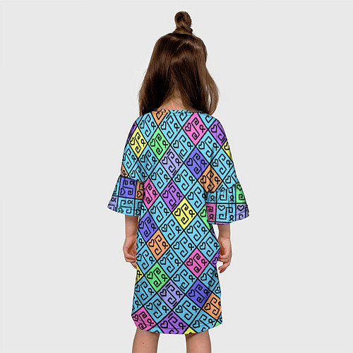 Детское платье Неоновый яркий абстрактный узо / 3D-принт – фото 4