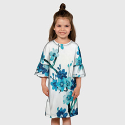 Платье клеш для девочки Голубая сакура, цвет: 3D-принт — фото 2
