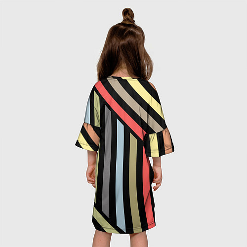 Детское платье Абстрактный полосатый узор / 3D-принт – фото 4