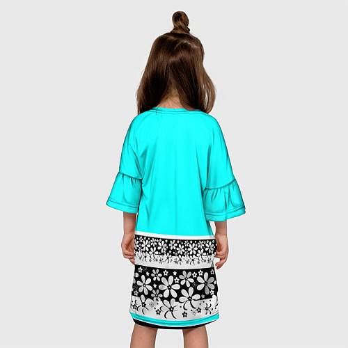 Детское платье Цветочный бирюзовый узор / 3D-принт – фото 4