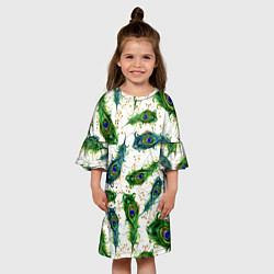Платье клеш для девочки Павлиньи перья, цвет: 3D-принт — фото 2