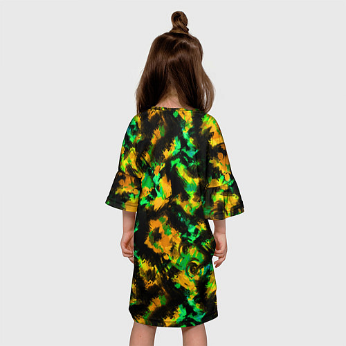 Детское платье Абстрактный желто-зеленый узор / 3D-принт – фото 4