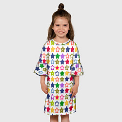 Платье клеш для девочки Разноцветные звездочки, цвет: 3D-принт — фото 2