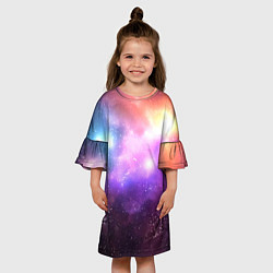 Платье клеш для девочки Космос, сияние и звезды, цвет: 3D-принт — фото 2