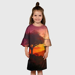 Платье клеш для девочки СОЛНЦЕ НАД АФРИКОЙ, цвет: 3D-принт — фото 2