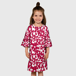 Платье клеш для девочки Бело-красный цветочный, цвет: 3D-принт — фото 2