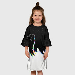 Платье клеш для девочки Затерянный в космосе, цвет: 3D-принт — фото 2