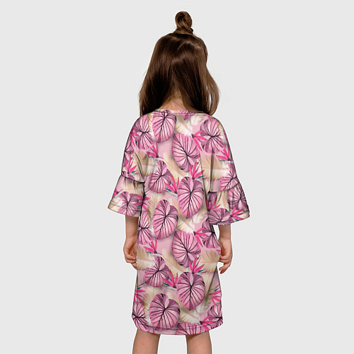 Детское платье Розовый тропический узор / 3D-принт – фото 4