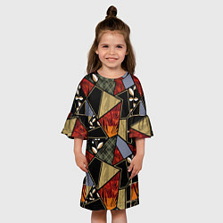 Платье клеш для девочки Разноцветные заплатки, цвет: 3D-принт — фото 2