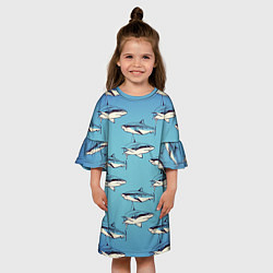 Платье клеш для девочки Акулы Паттерн, цвет: 3D-принт — фото 2
