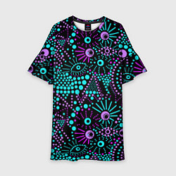 Платье клеш для девочки Яркий абстрактный узор, цвет: 3D-принт