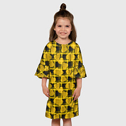 Платье клеш для девочки Желто-черный модный узор, цвет: 3D-принт — фото 2