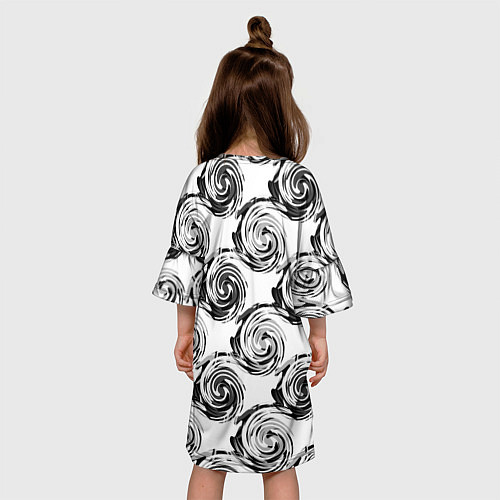 Детское платье Черно-белый абстрактный узор / 3D-принт – фото 4