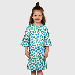 Платье клеш для девочки Драгоценные зеленые камешки, цвет: 3D-принт — фото 2