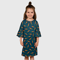 Платье клеш для девочки Морковки паттерн, цвет: 3D-принт — фото 2