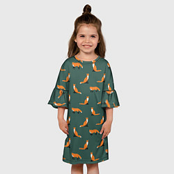Платье клеш для девочки Лисы паттерн, цвет: 3D-принт — фото 2