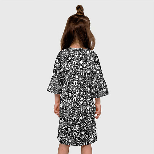 Детское платье Кружевной черно белый узор / 3D-принт – фото 4