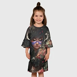 Платье клеш для девочки Суккуб Демонесса в цветах, цвет: 3D-принт — фото 2
