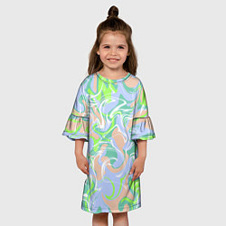 Платье клеш для девочки Разноцветные разводы красок, цвет: 3D-принт — фото 2