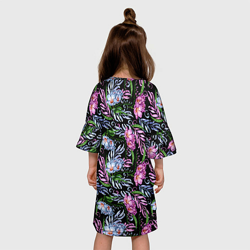 Детское платье Чудесные фрезии на черном / 3D-принт – фото 4