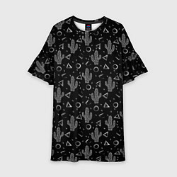 Детское платье Черно белые кактусы