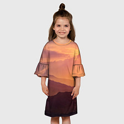 Платье клеш для девочки Закат в горах, цвет: 3D-принт — фото 2